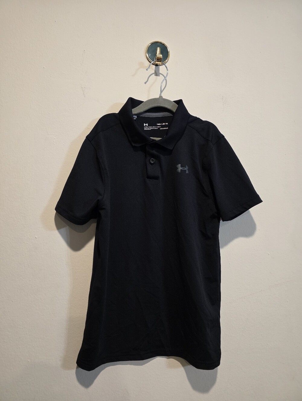 Under Armour Boys Performance Polo Shirt | HeatGear Black | Size Youth Medium (Y